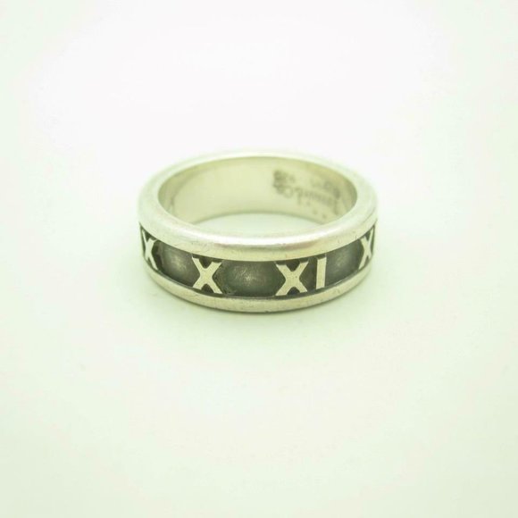 Tiffany Co Sterling Silver Atlas Roman Collection Band Ring Size